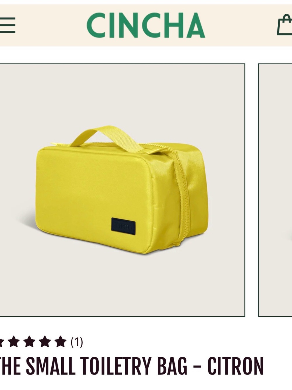CINCHA Small Toiletry Bag in Citron Yellow